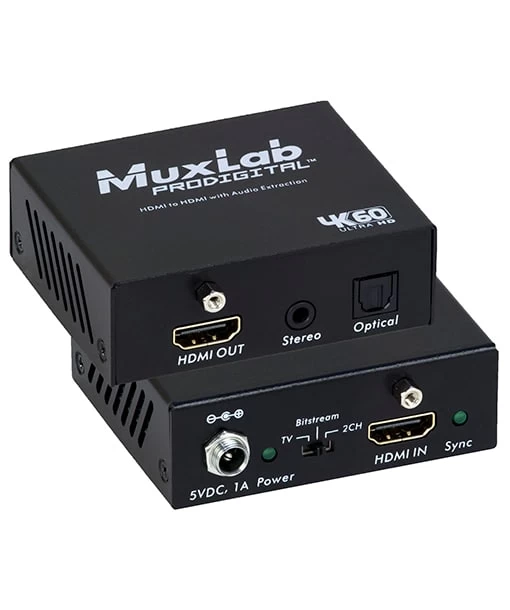 MuxLab 500436 4K60 HDMI To HDMI Extender With Audio Extraction 1 MuxLab 500436 4K60 HDMI To HDMI Extender With Audio Extraction
