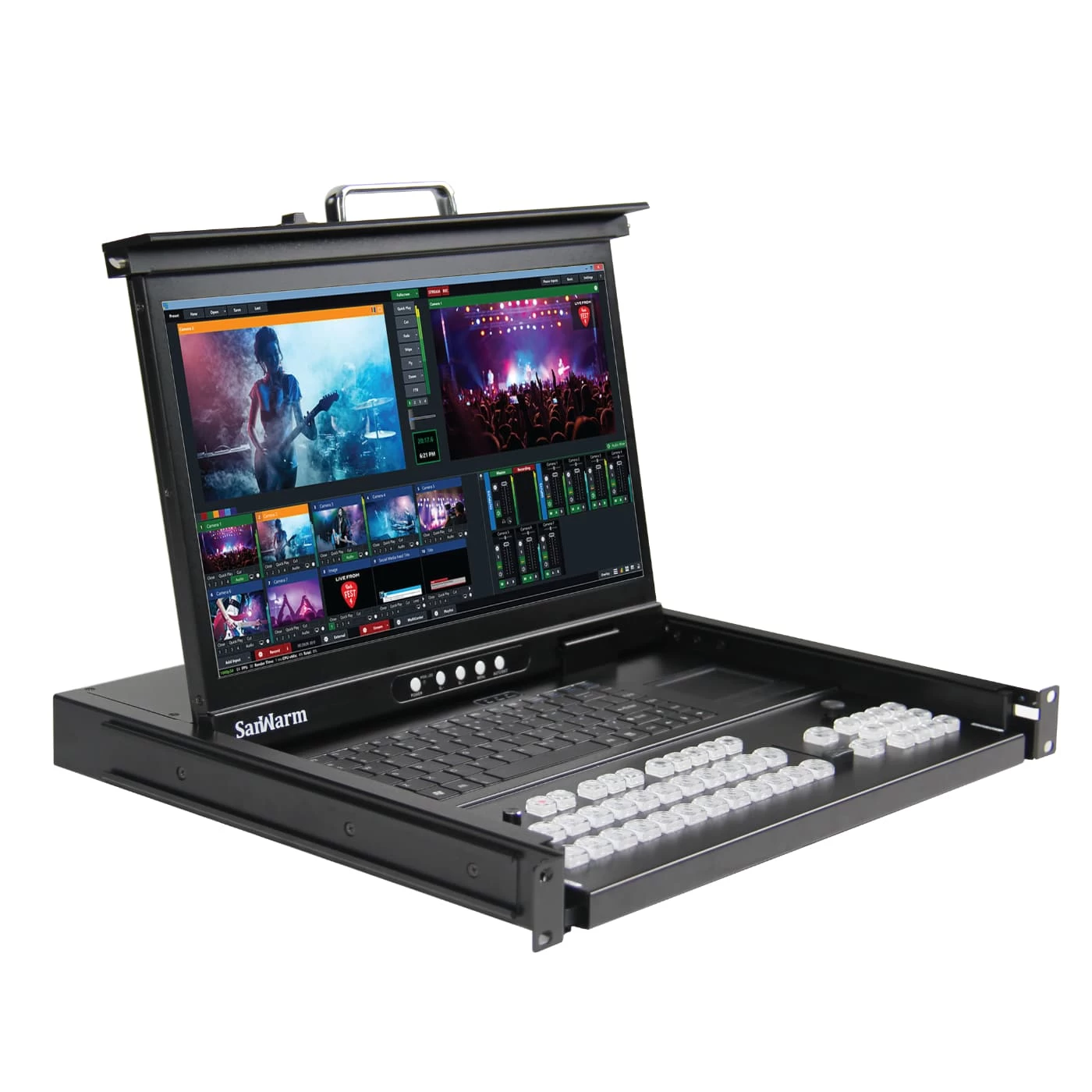 SanWarm SRM-1730P 17.3″ Rack Pull-Out Monitor, Keyboard And VMix Controller 1 SanWarm SRM-1730P 17.3″ Rack Pull-Out Monitor, Keyboard And VMix Controller