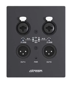 IStream AIO DW2X2 Dante Wall Plate XLR 2CH In X 2CH Out
