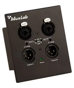 MuxLab 500558 Dante 2-Channel XLR Wall Plate (Black)
