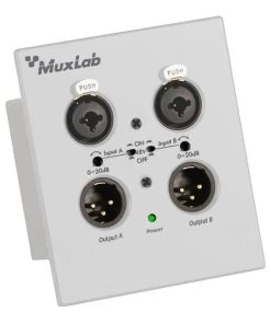 MuxLab 500558-WH Dante 2-Channel XLR Wall Plate (White)
